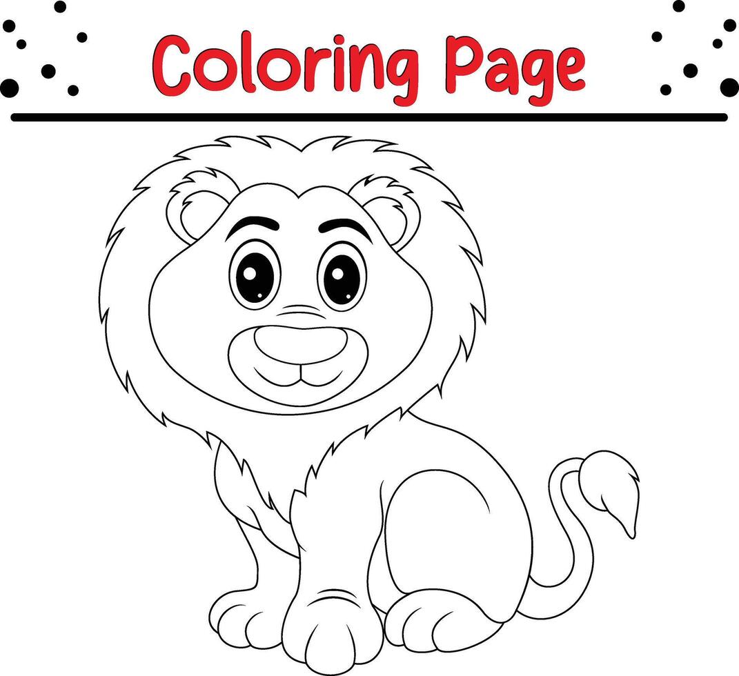 cute baby lion coloring page for kids vector