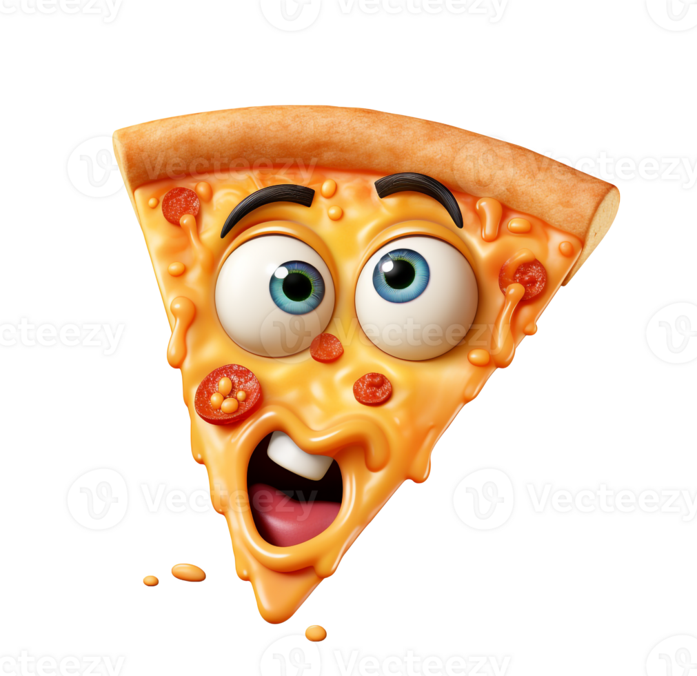 AI generated Surprised Pizza Slice Character PNG