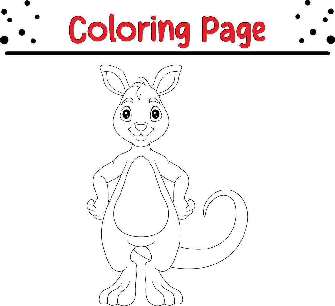 contento canguro colorante página para niños vector