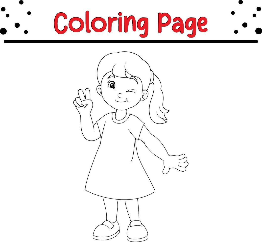 Cute Happy Children coloring page vector