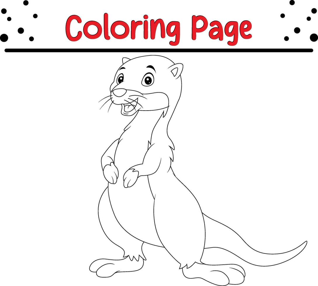 cute otter posing Coloring page vector