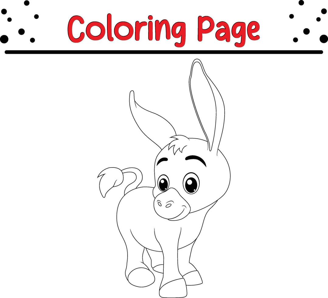 baby donkey coloring page for kids vector