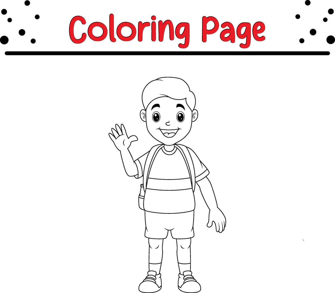 Coloring page little boys with backpack vector