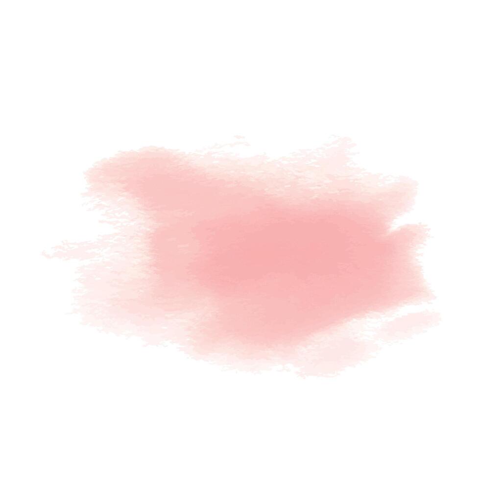 The paint stain is blurry with soft edges. Watercolor illustration hand drawn with pastel colors coral, peach. Element isolated from background. vector
