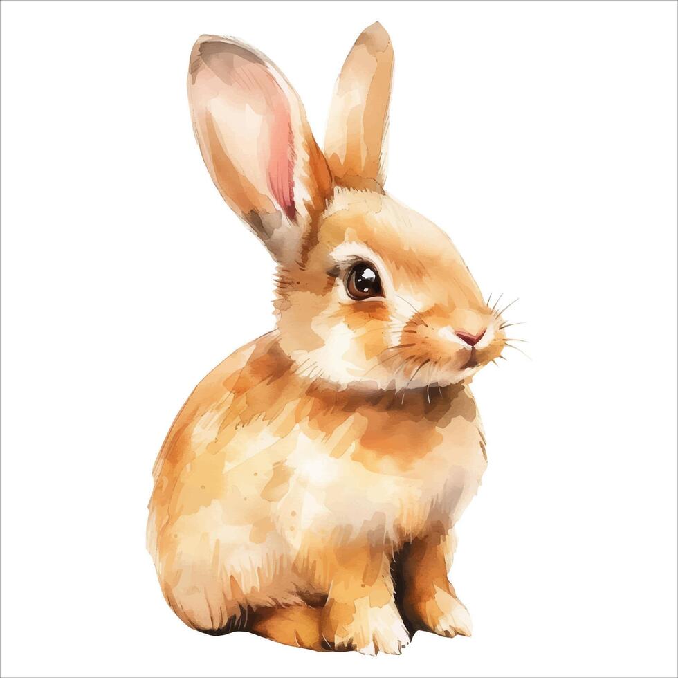 Watercolor rabbit. Cute little bunny in watercolor style. Hand drawn rabbit. vector