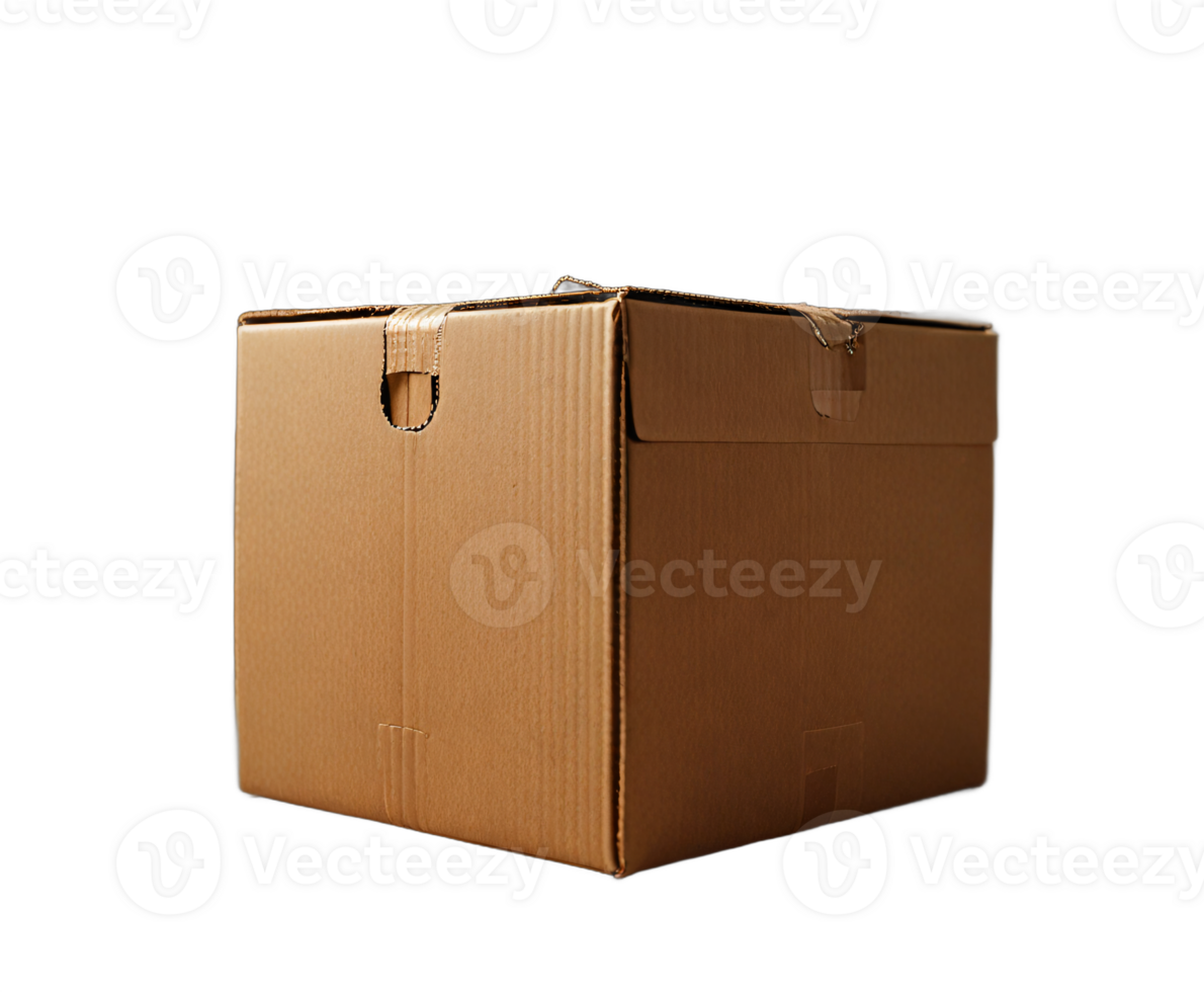 AI generated cardboard box isolated transparent background PNG