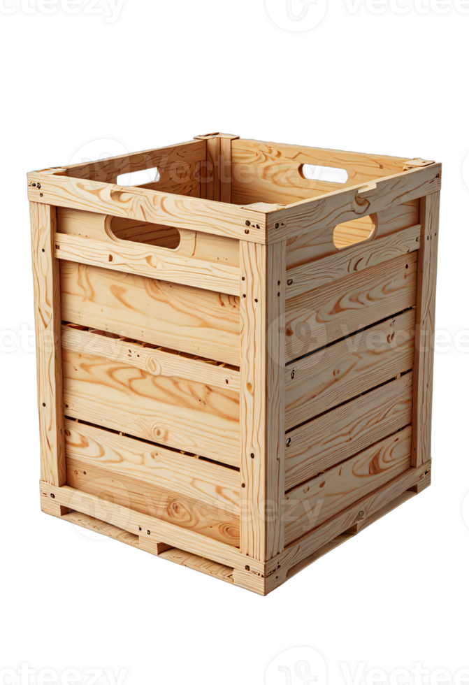 AI generated crate box isolated transparent background PNG