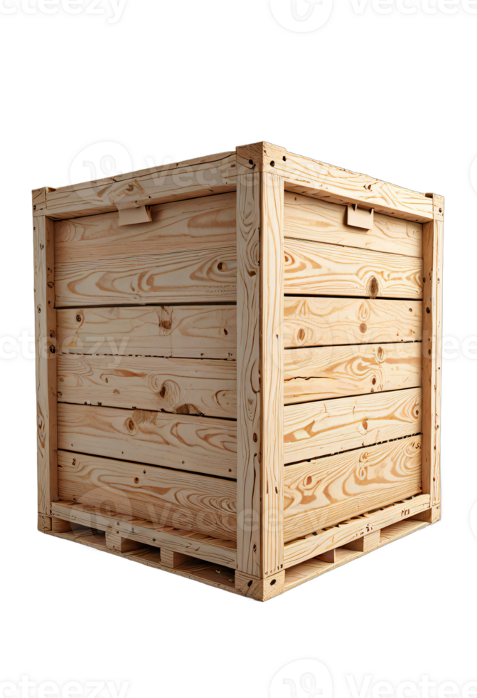 AI generated crate box isolated transparent background PNG