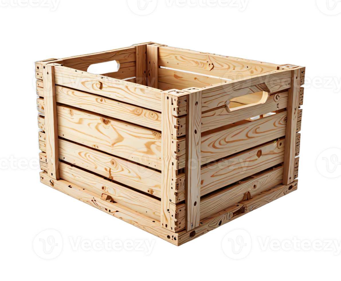 AI generated crate box isolated transparent background PNG