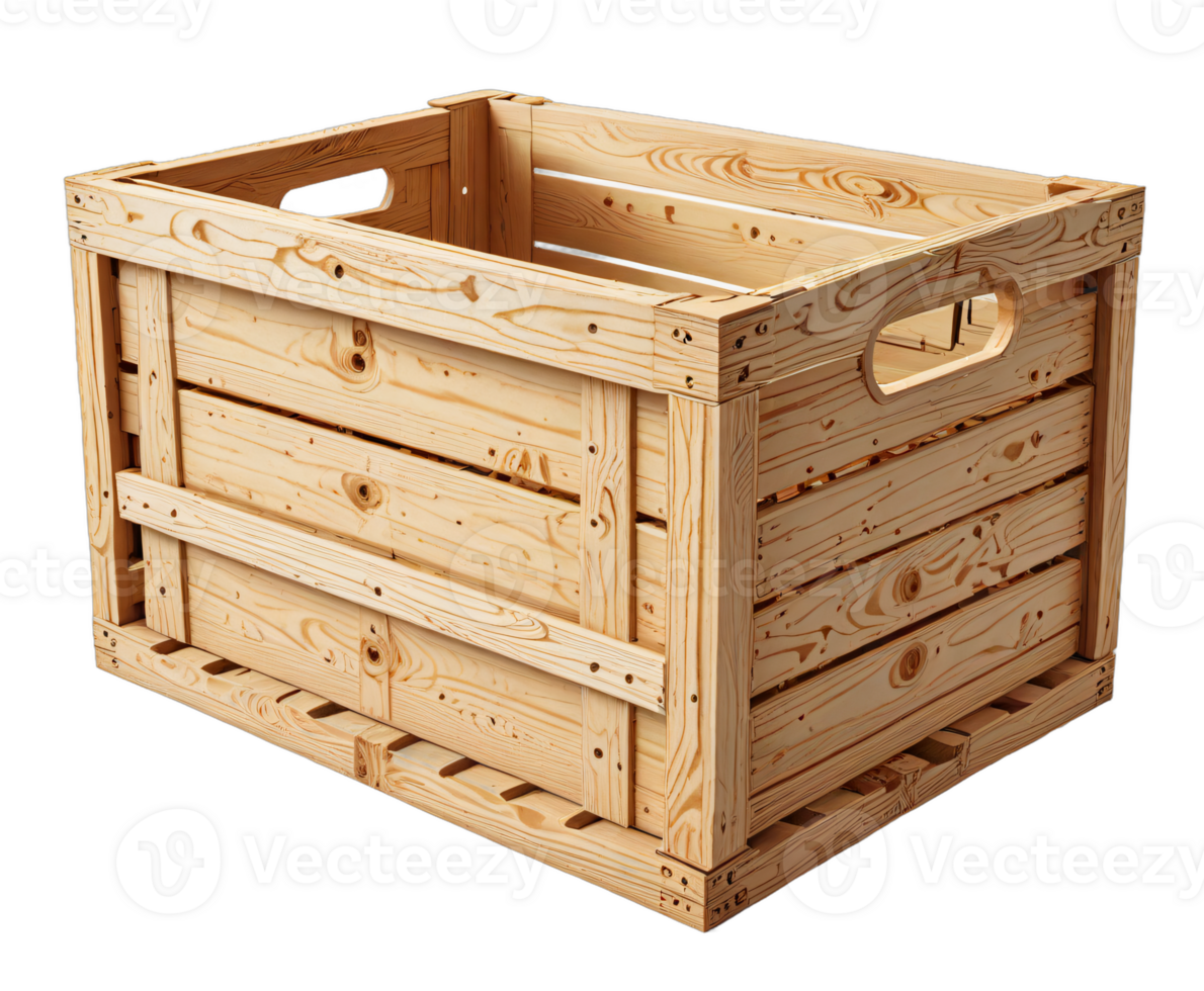 AI generated crate box isolated transparent background PNG