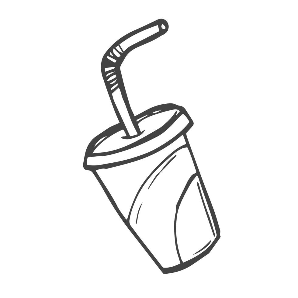 garabatear soda bebida en taza vector ilustración