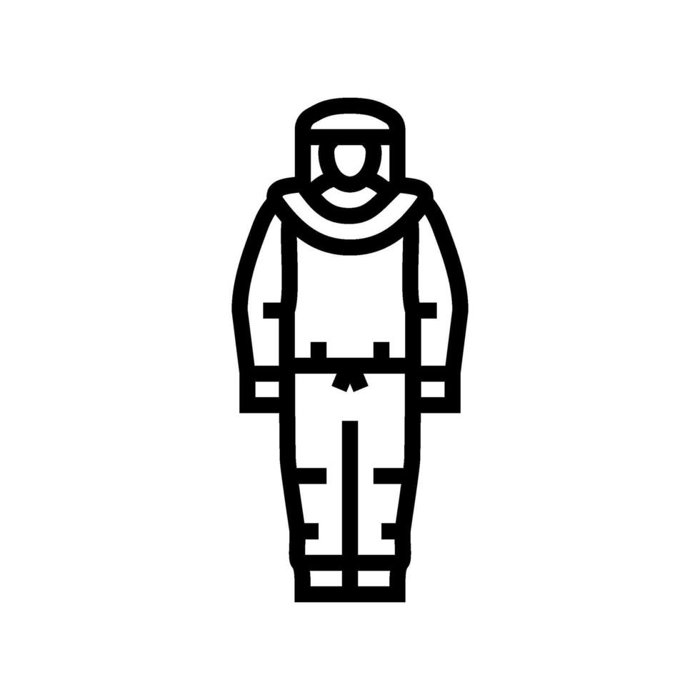 biohazard suit ppe protective equipment line icon vector illustration