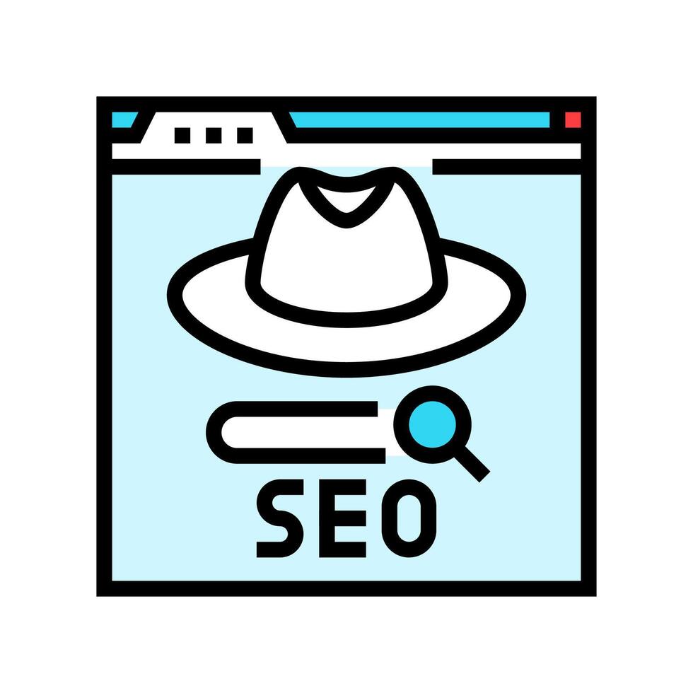 white hat seo color icon vector illustration