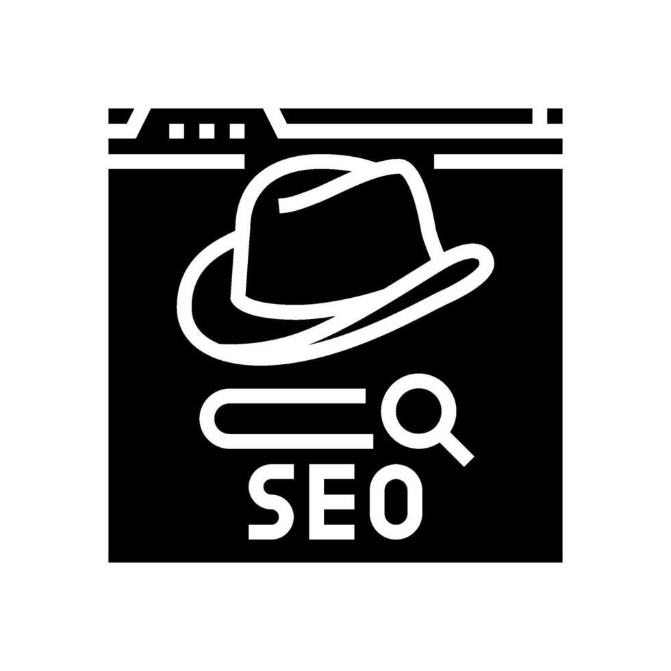 black hat seo glyph icon vector illustration