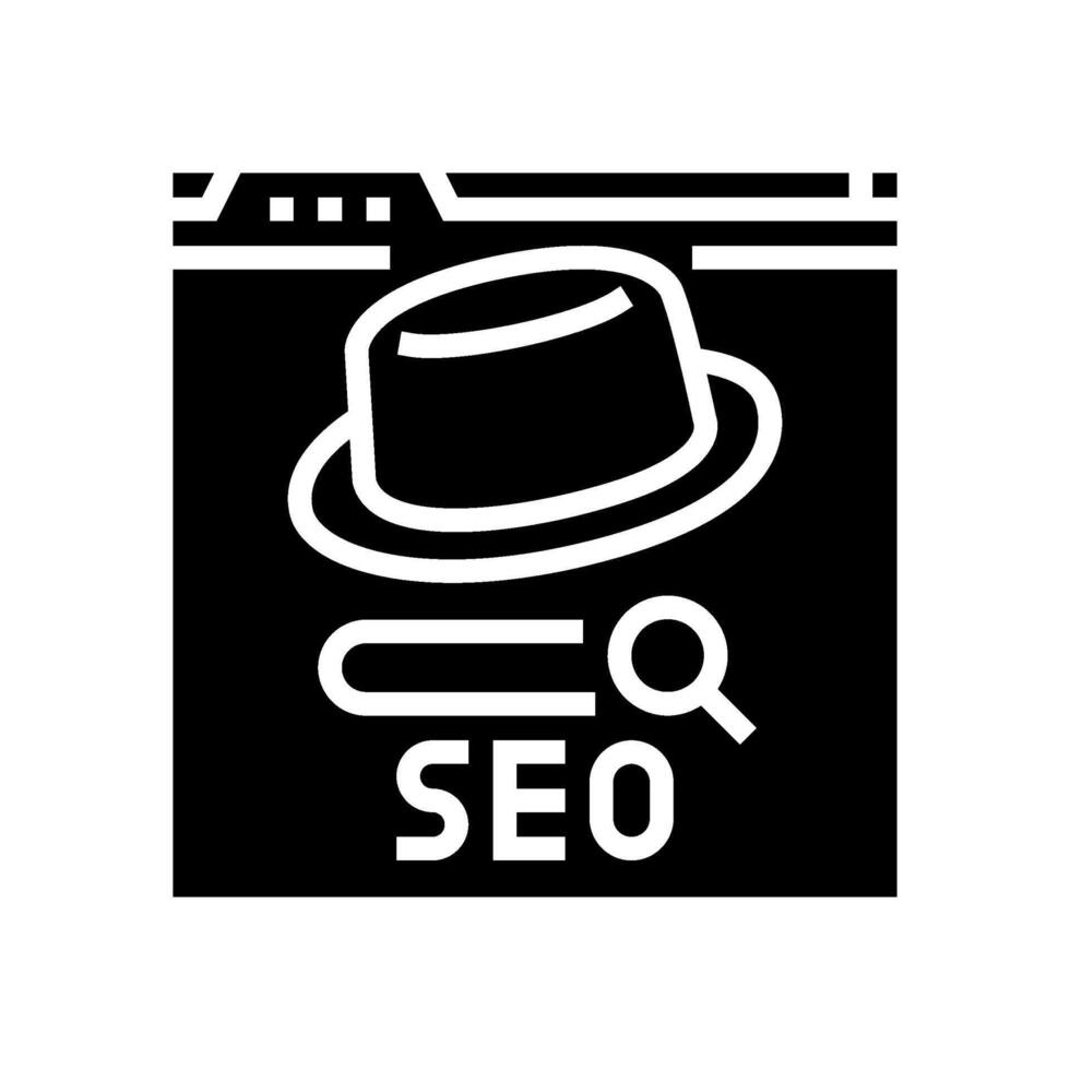 gray hat seo glyph icon vector illustration