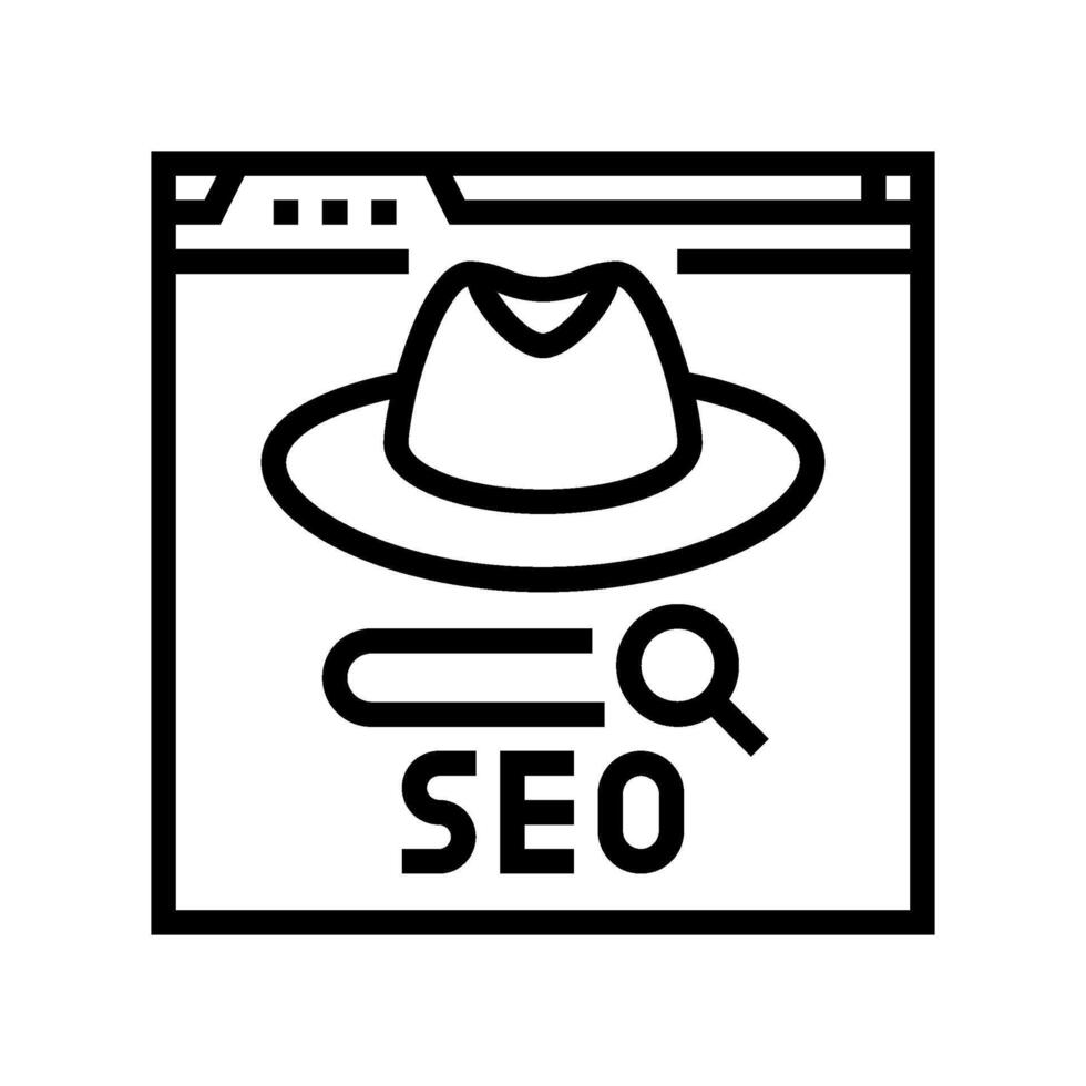 white hat seo line icon vector illustration