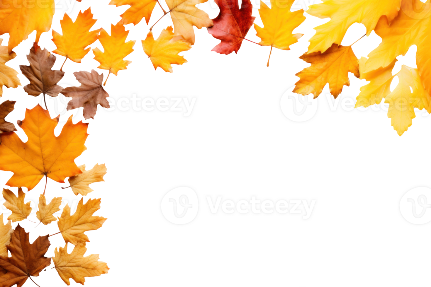 AI generated Autumn decoration background with leaves png