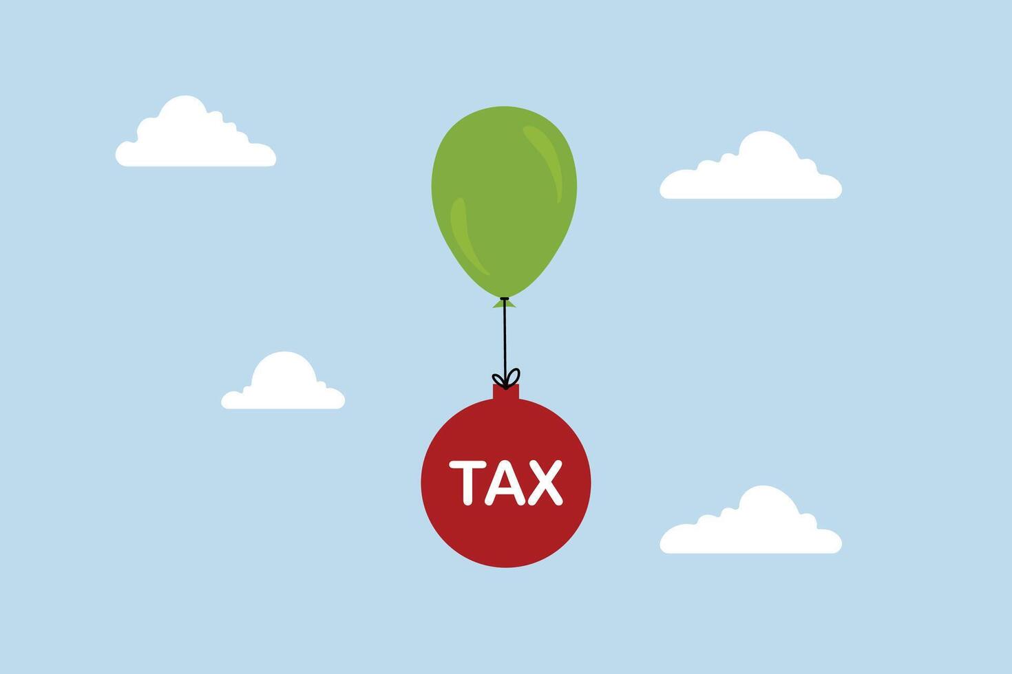Tax burden, the green balloon with the dollar cannot rise because of the high tax burden. vector