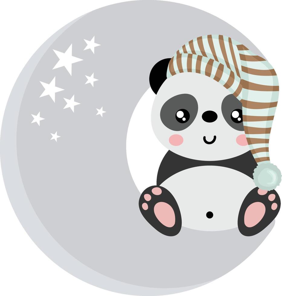 Sweet dreams cute panda on the moon vector