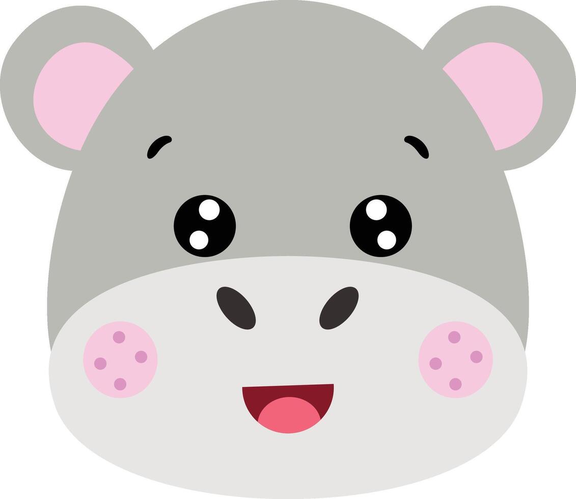 Friendly hippo face isolated on white vector