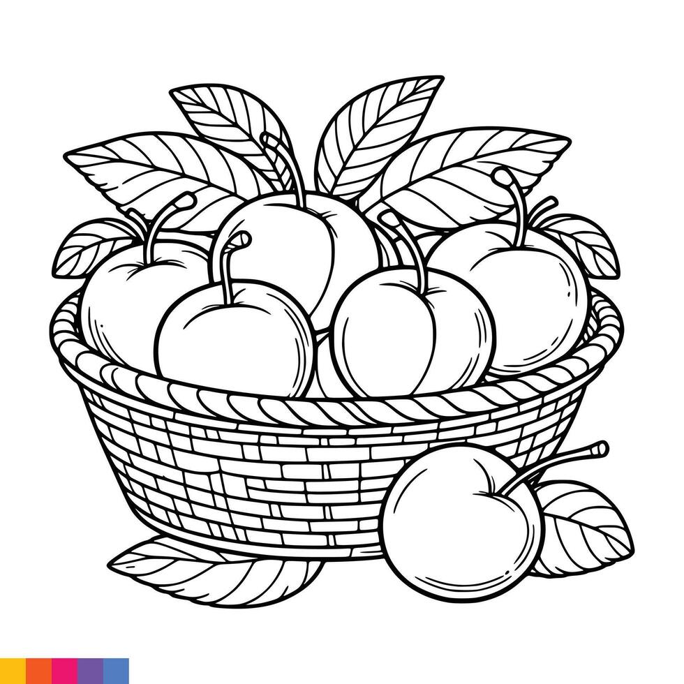 Fruta cesta línea Arte ilustración para el colorante libro. frutas colorante página. vector gráficos