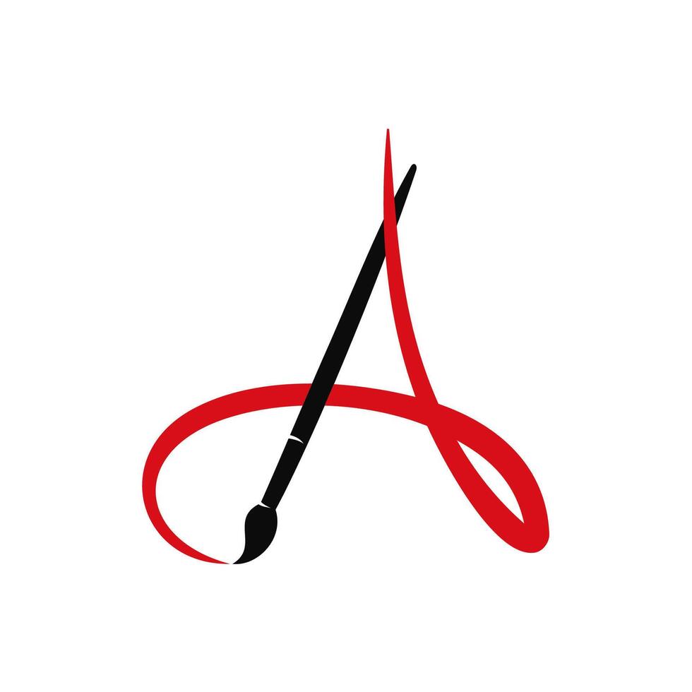 Letter A Brush Strokes Vector Logo Design