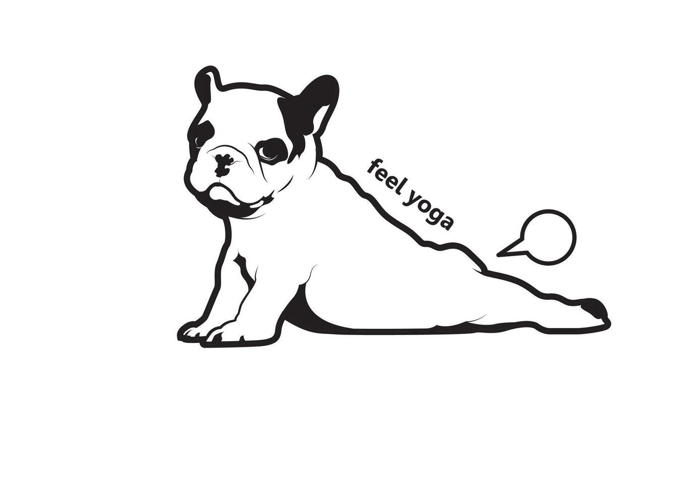 Cute French Bulldog Puppy is doing yoga stretches and then she farts easily vector