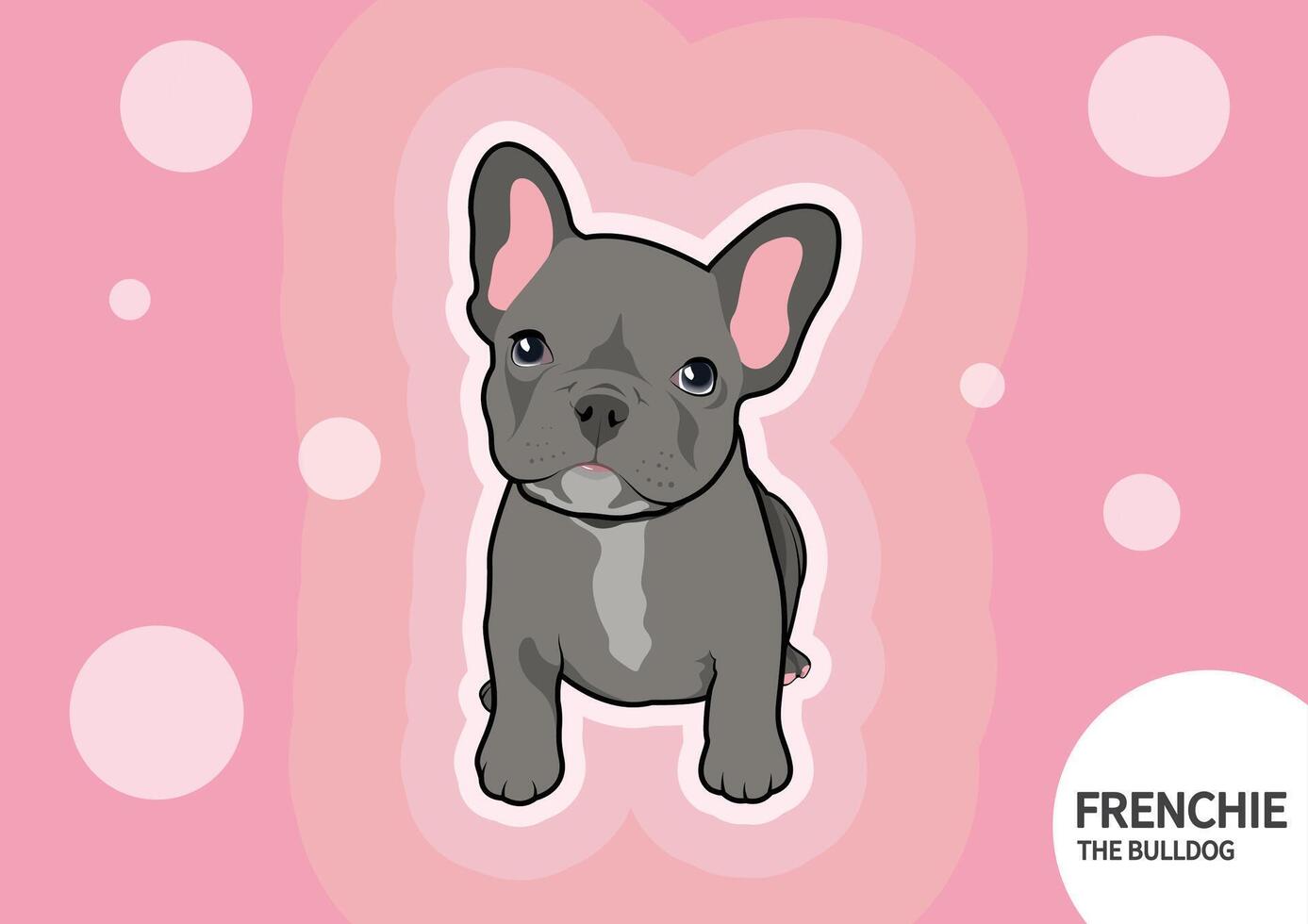 linda azul francés buldog perrito en rosado retro disco antecedentes vector