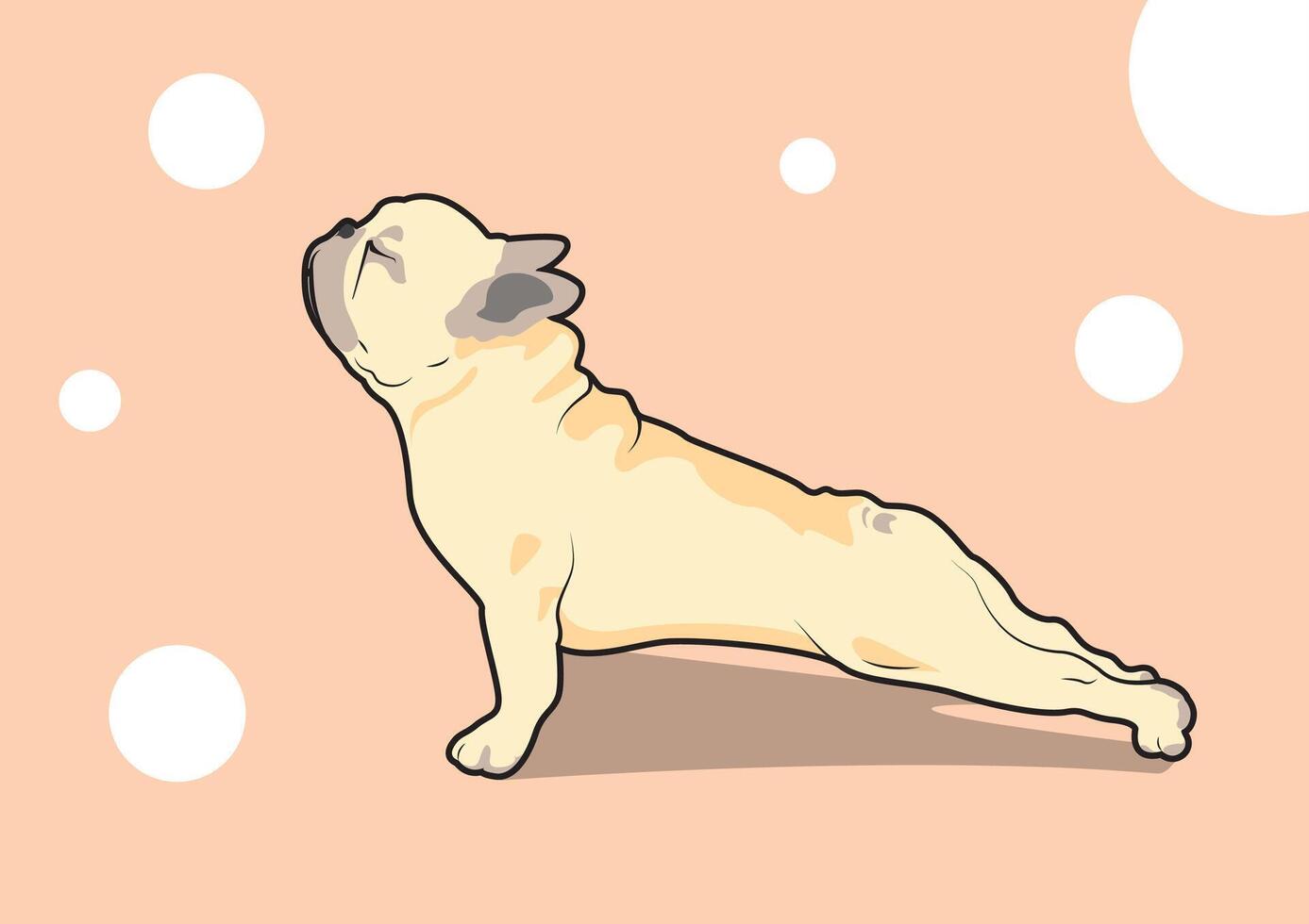 Cute French Bulldog Yoga Exercise, designed with a flat color style vector