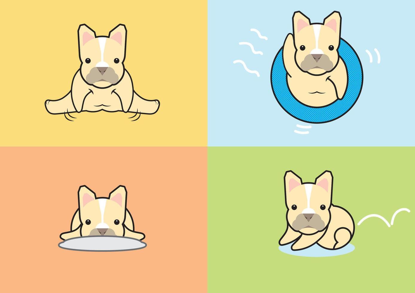 French Bulldog Actions in 4 style themes vector