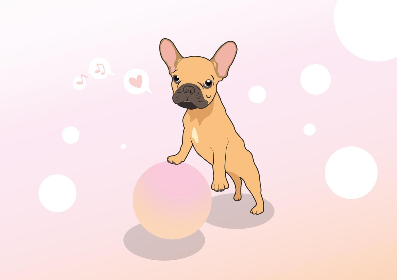 Cute Frenchie and His Ball. A heartwarming scene, a cute Frenchie playing with his ball vector