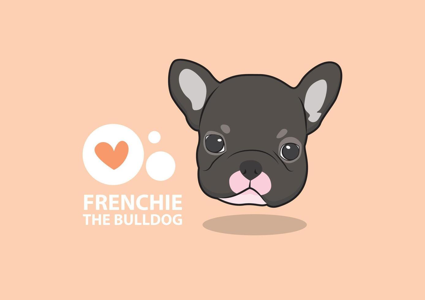 linda francés buldog perrito cara con encantador calor pensando globo vector