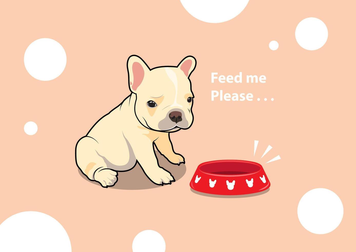 Cute Little Frenchie is waiting for your feeding vector