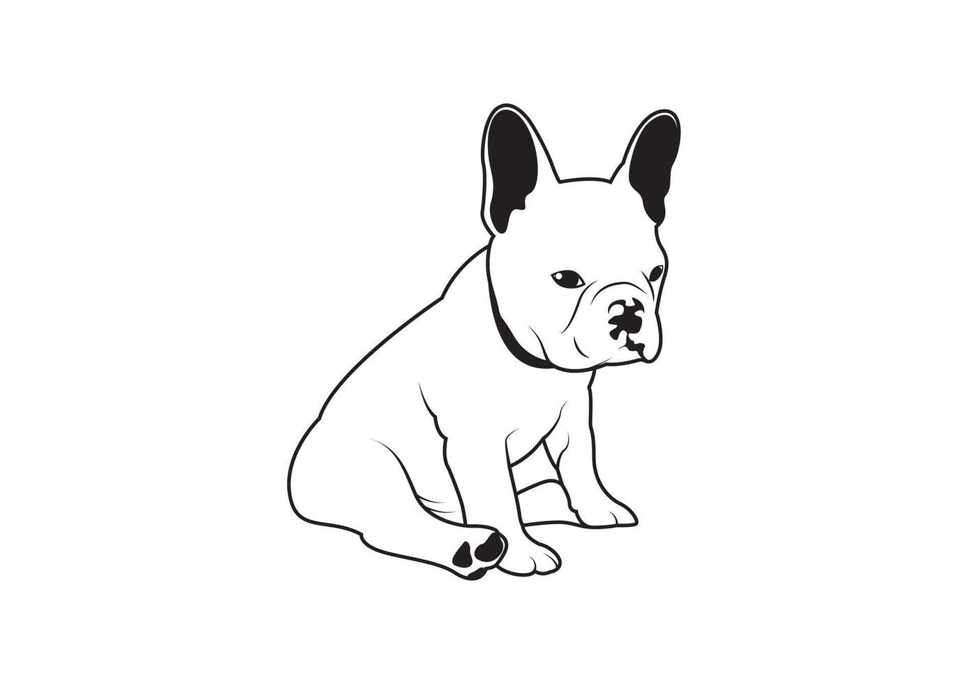 French Bulldog Black and White concept sits on the floor vector