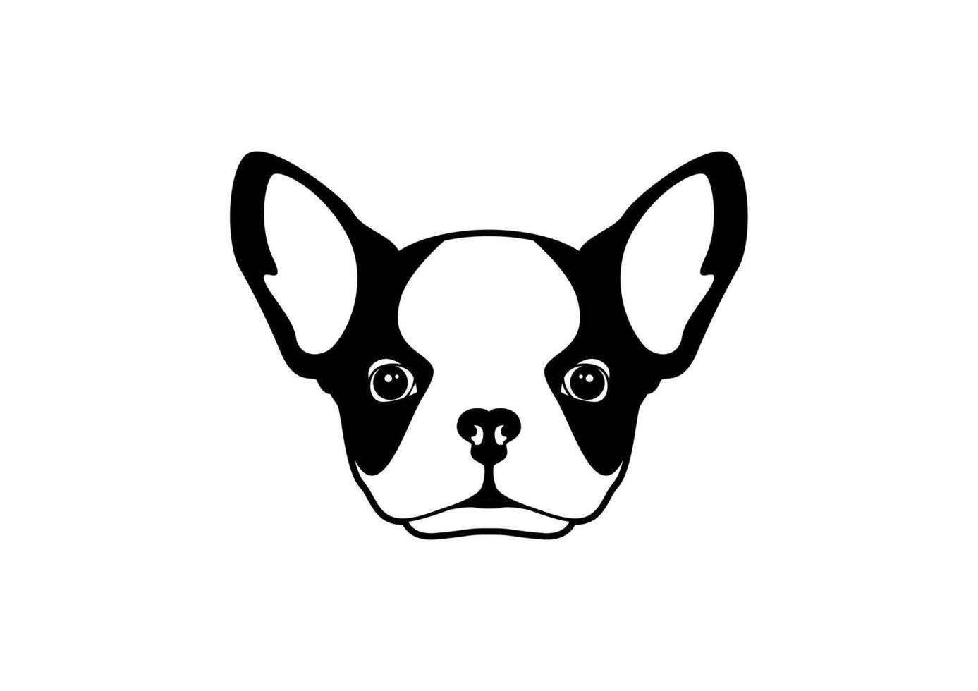 francés buldog logo en negro y blanco vector