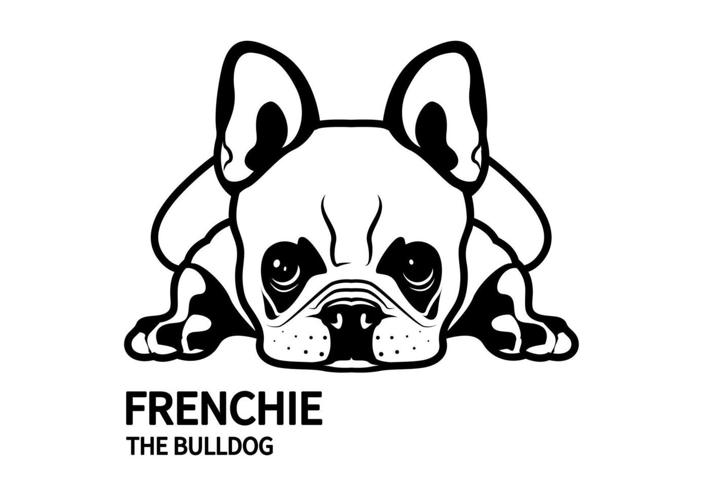 The French Bulldog is lying down on the floor in a boring mood vector