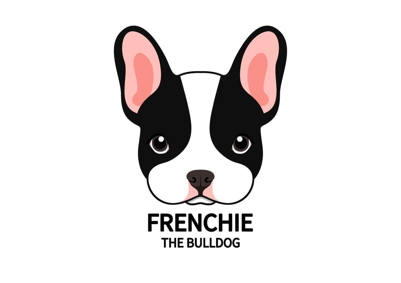 Adorable Full-Color French Bulldog Face vector