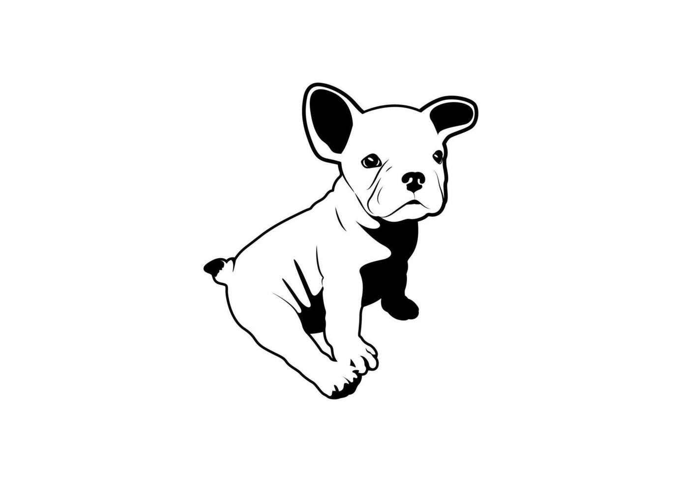 Cute Frenchie The Bulldog sits down in leisurely style in black and white drawing vector