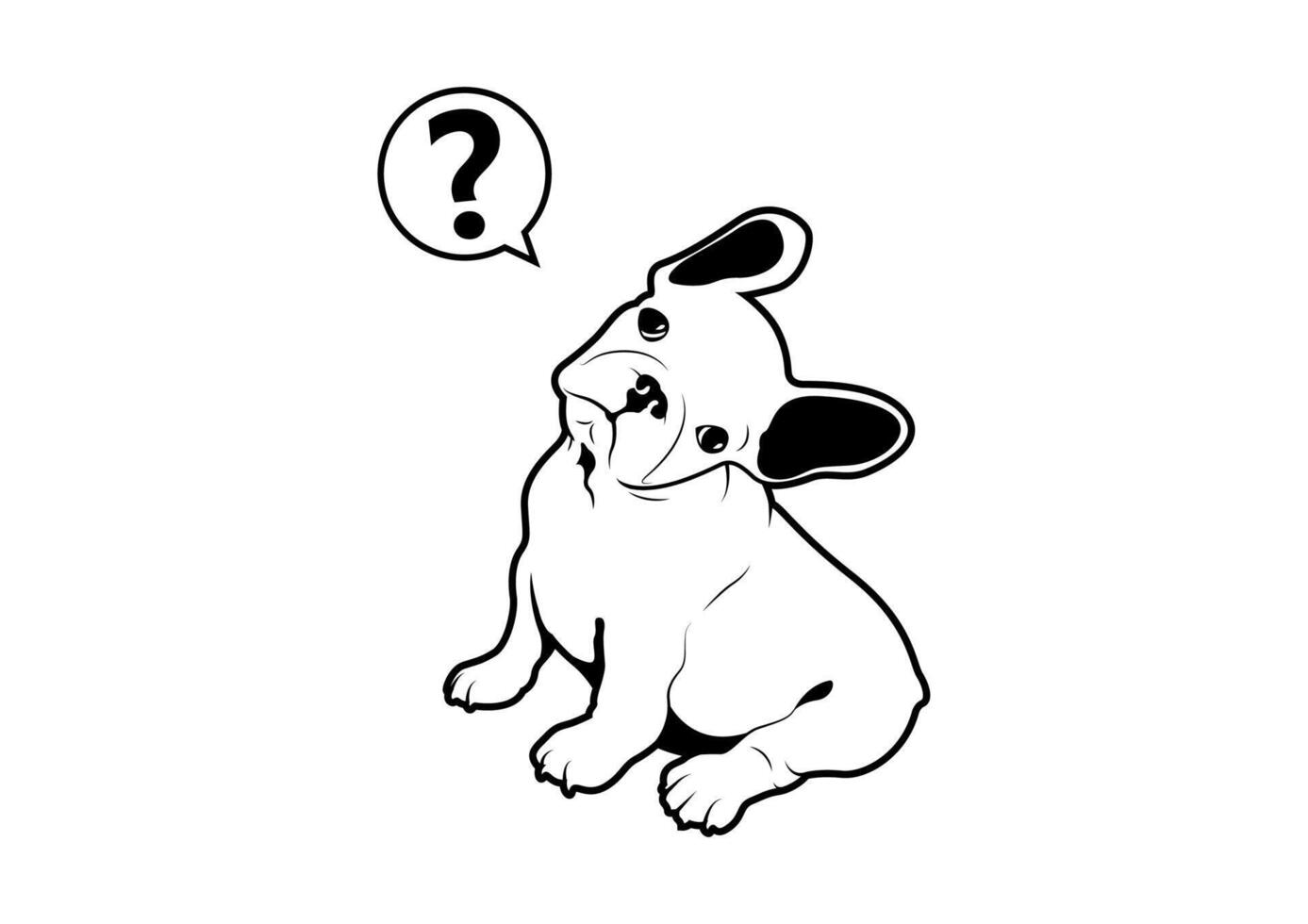 French Bulldog Head Rotation in Black and White vector