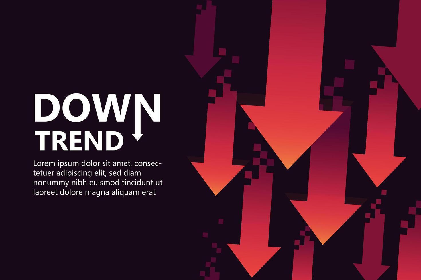 Red arrows downtrend abstract background vector