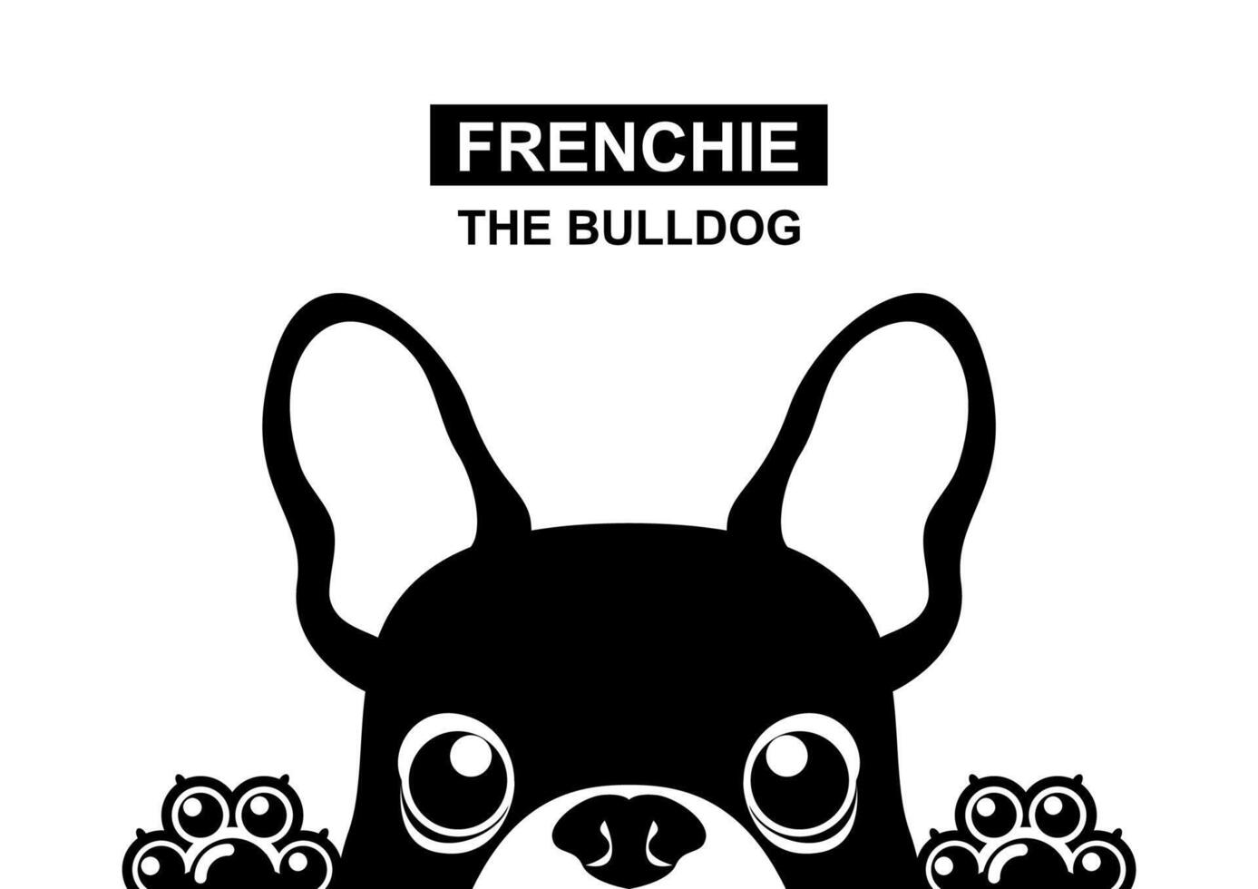A little Frenchie puppy is looking out of the window in black and white style vector