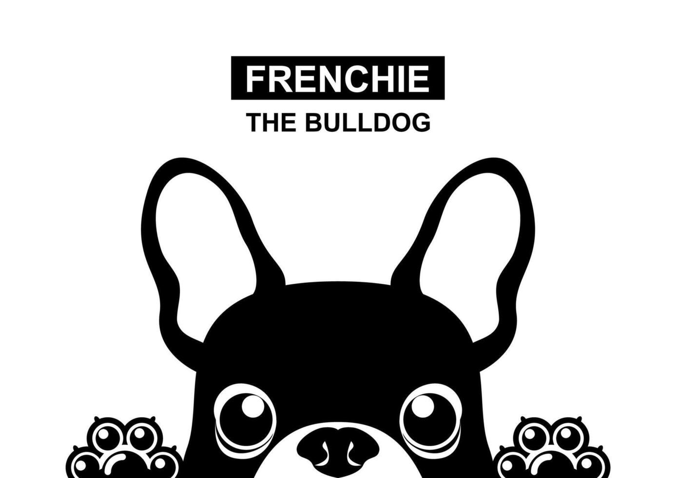 A little Frenchie puppy is looking out of the window in black and white style vector