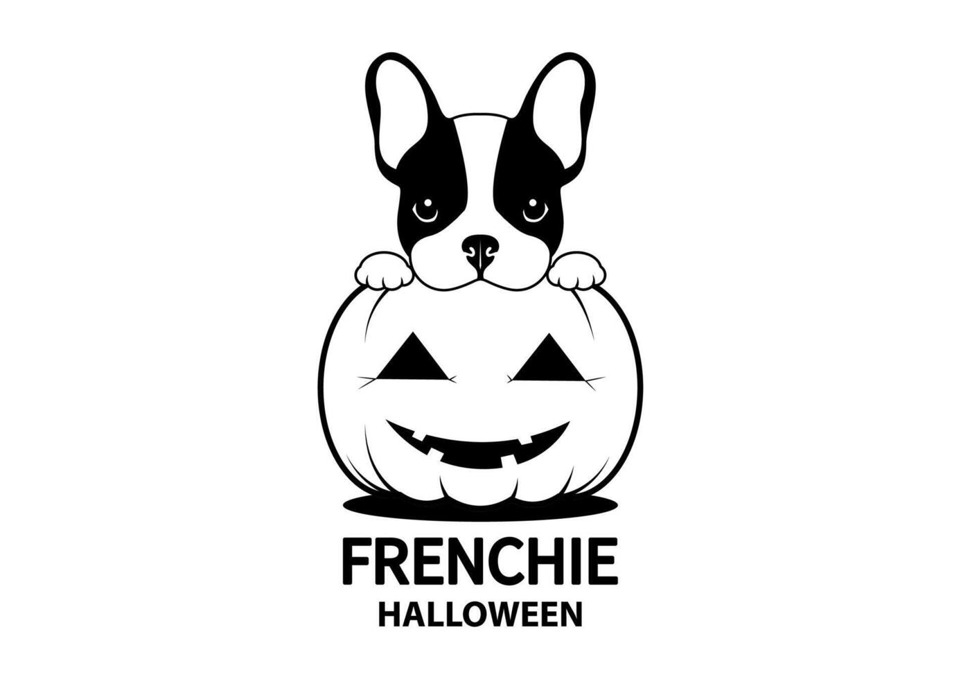 Adorable French Bulldog on The Ghost Pumpkin Halloween vector