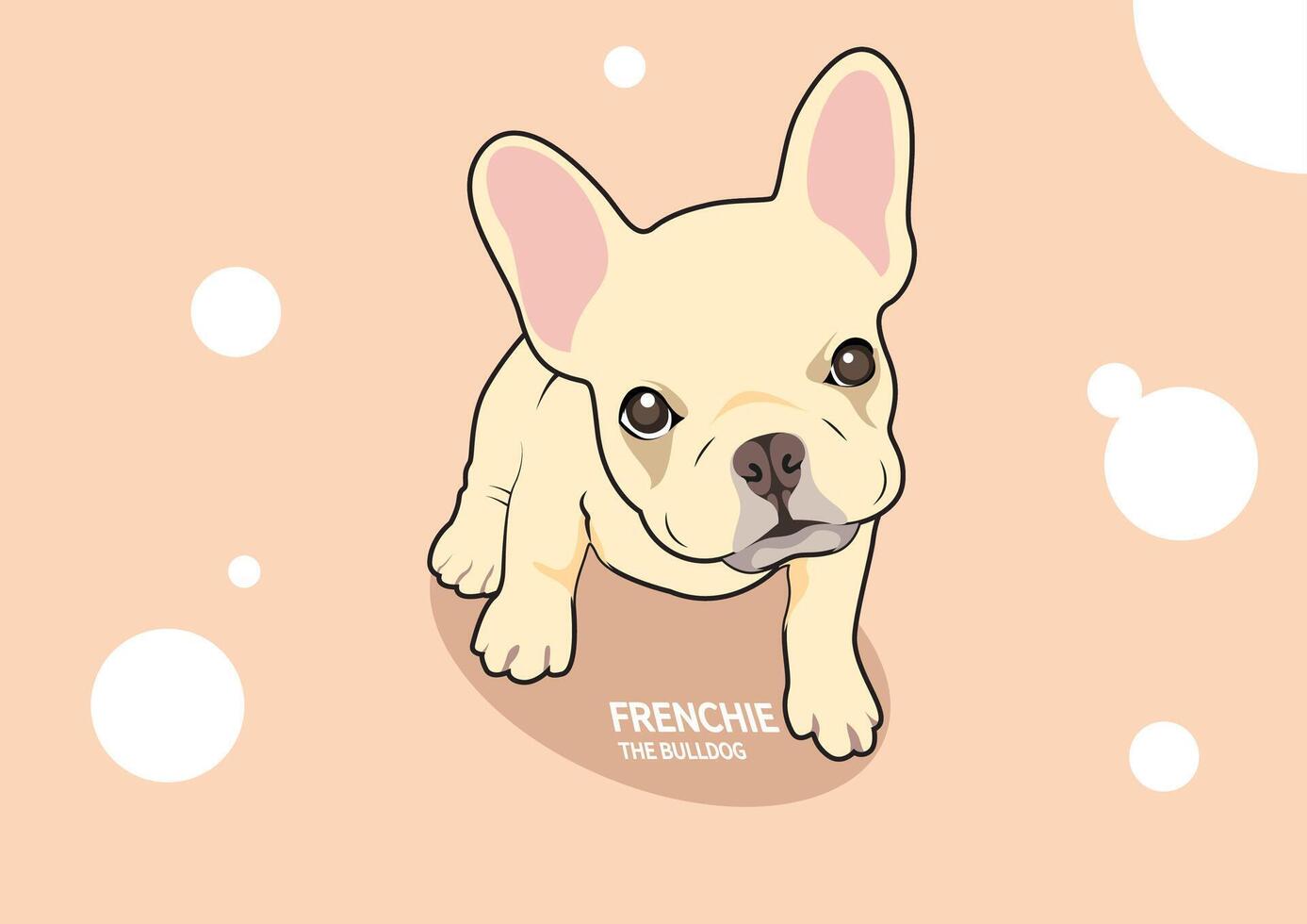 Cute doubt face Frenchie in pink dot circles pattern background vector