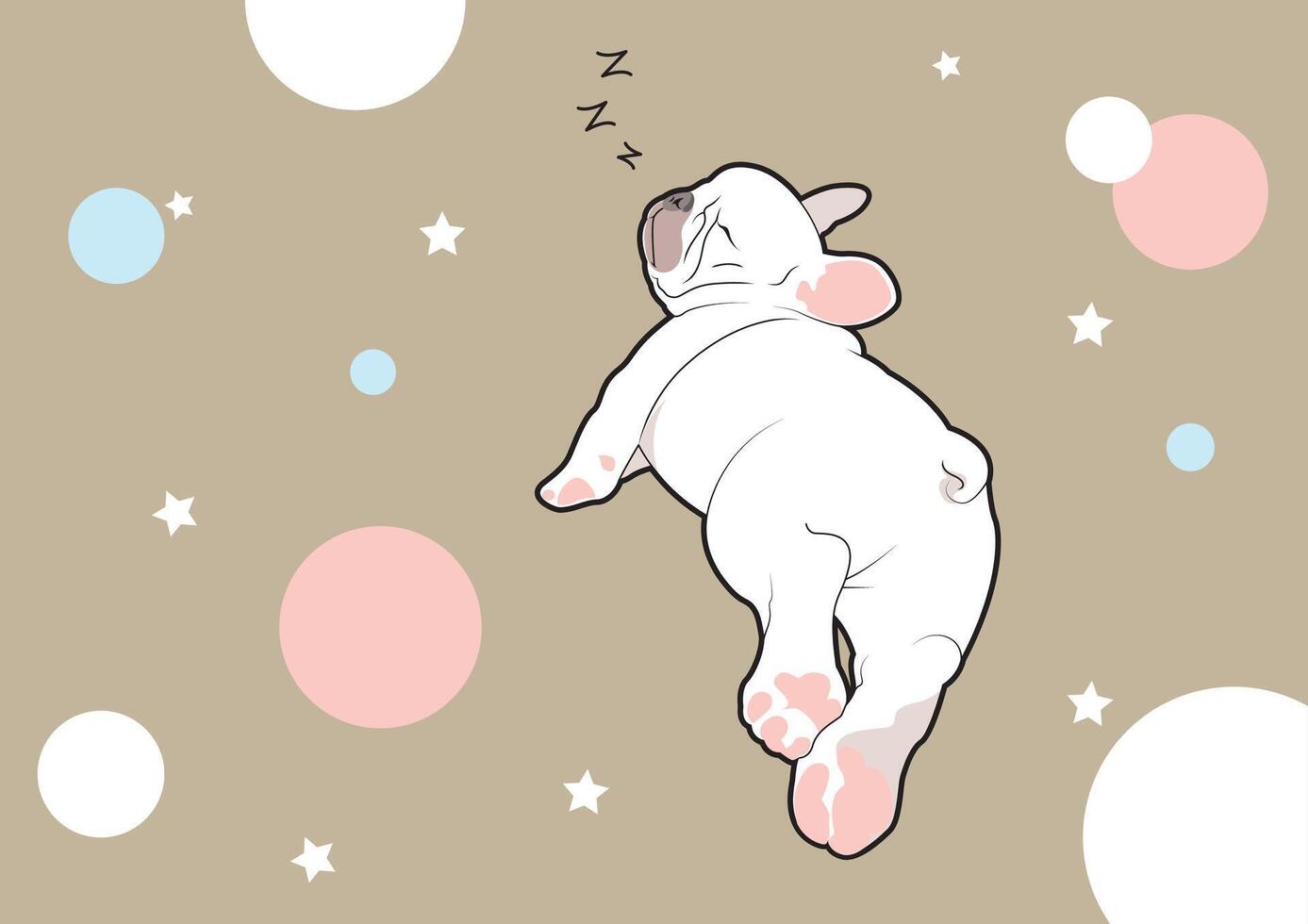 French Bulldog Sleeping Universe, designed with a flat color style vector