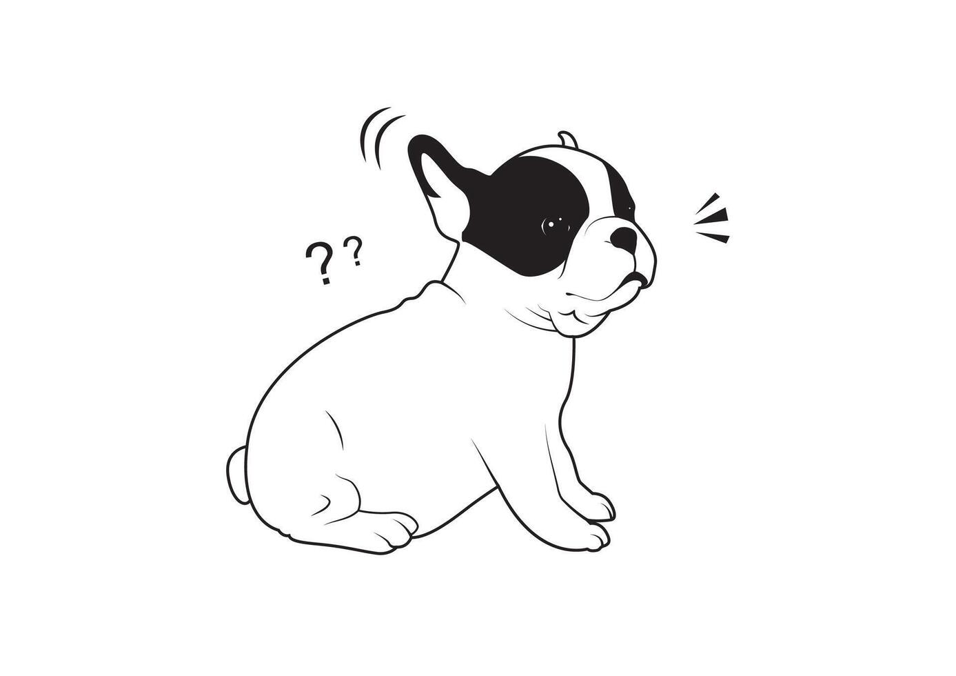 Cute French Bulldog Puppy Panic in Black and White Concept vector