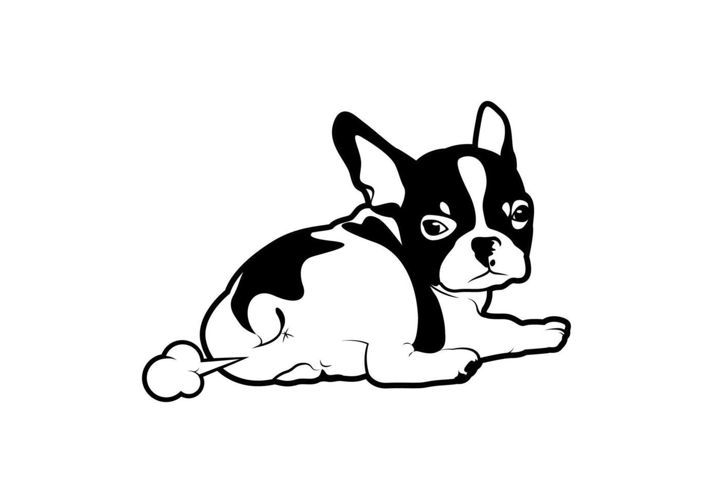 un linda negro y blanco francés buldog perrito vector