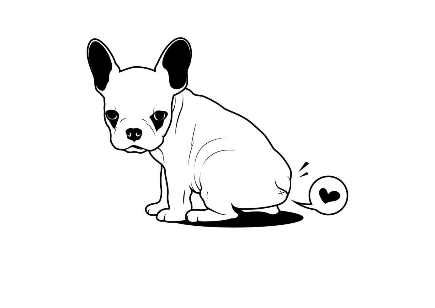 Cute French Bulldog Puppy and a Little Fart in Black and White vector
