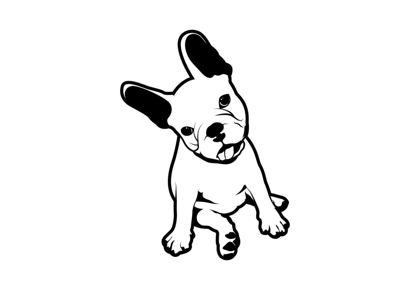 Cute little Frenchie is sitting on the floor and making an adorable action pose vector