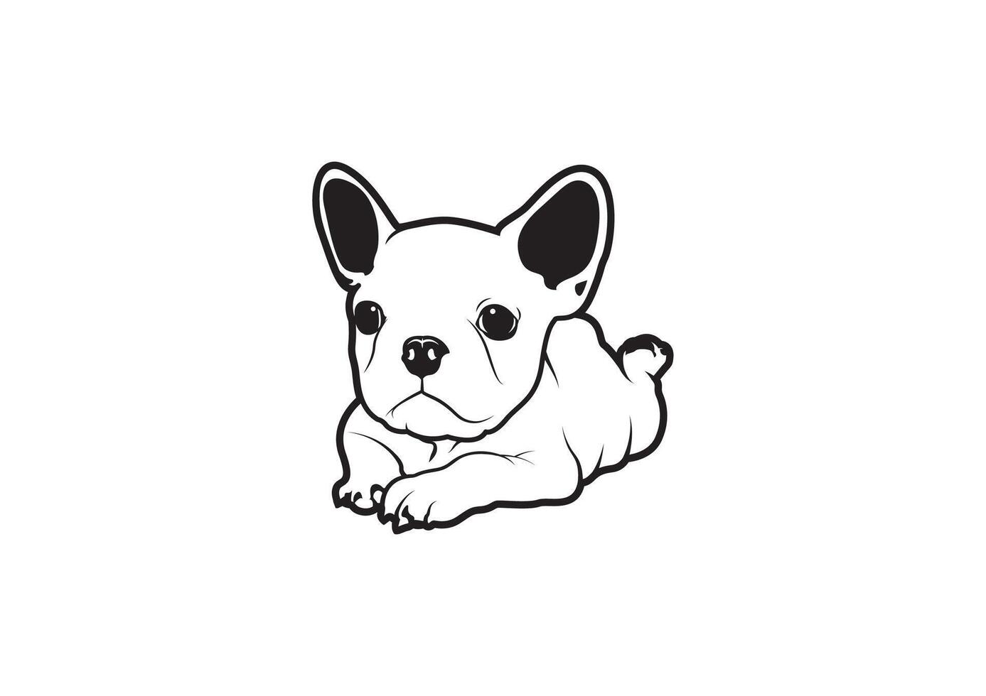 Adorable Frenchie Puppy in Relaxing Mood in Black and White Style vector